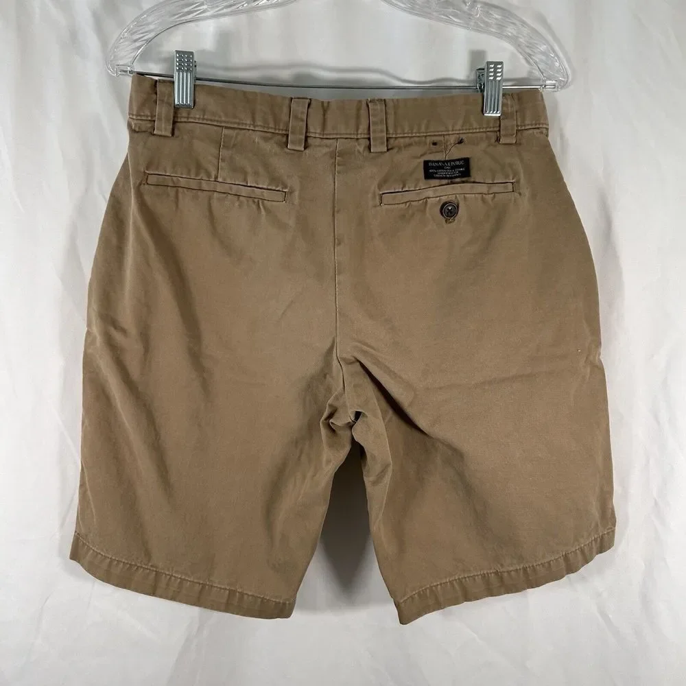 Banana Republic Shorts Men's 30 Tan Brown Pockets Button Zip 100% Cotton